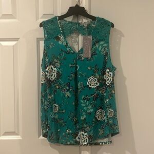 NWT Daniel Rainn Sleeveless v-neck Top Blouse Crochet Lace